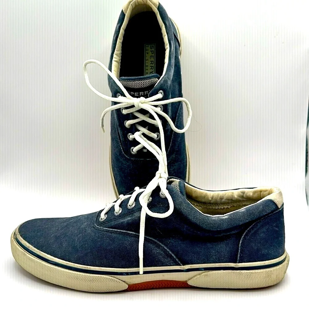 Sperry Top Sider Shoes Mens 11M Halyard CVO Sneakers 1772905 Blue Canvas Lace Up